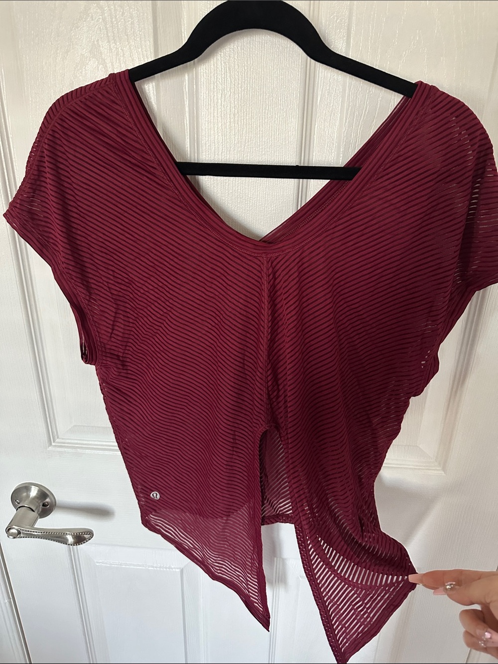 lululemon athletica Burgundy Semi-Sheer V-Neck tie back Tunic